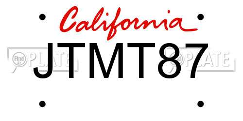 JTMT87 California License Plate