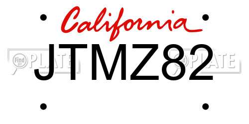 JTMZ82 California License Plate