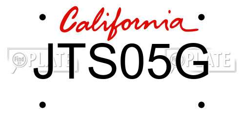 JTS05G California License Plate