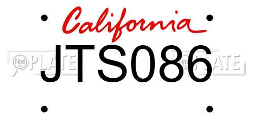 JTS086 California License Plate