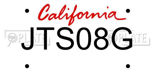 JTS08G California License Plate