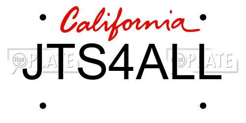 JTS4ALL California License Plate
