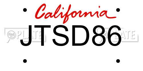 JTSD86 California License Plate