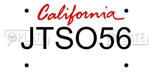 JTSO56 California License Plate