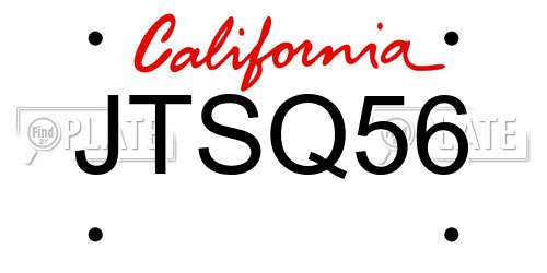 JTSQ56 California License Plate