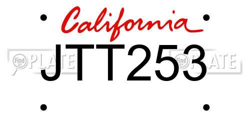 JTT253 California License Plate