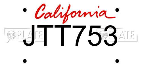 JTT753 California License Plate