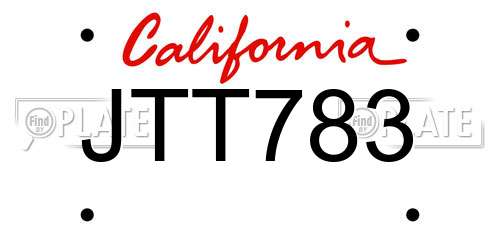 JTT783 California License Plate