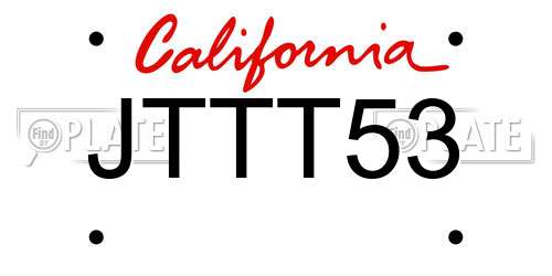 JTTT53 California License Plate