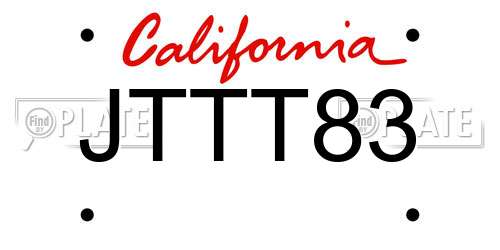 JTTT83 California License Plate