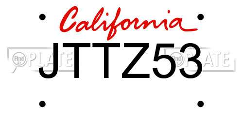 JTTZ53 California License Plate