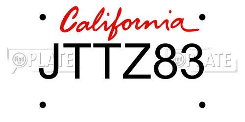 JTTZ83 California License Plate