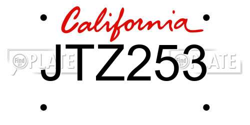 JTZ253 California License Plate