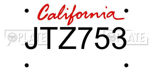 JTZ753 California License Plate