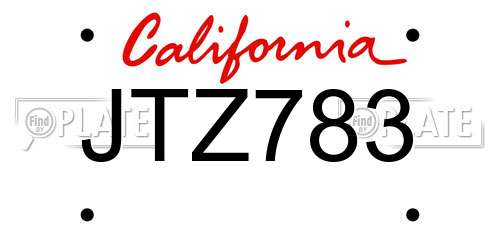 JTZ783 California License Plate