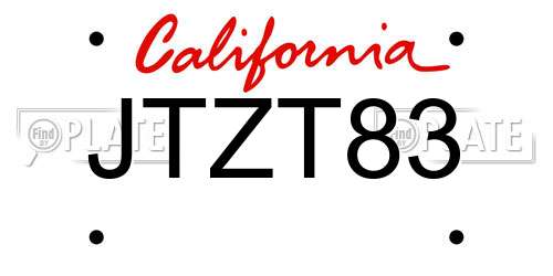 JTZT83 California License Plate