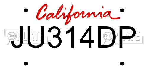JU314DP California License Plate