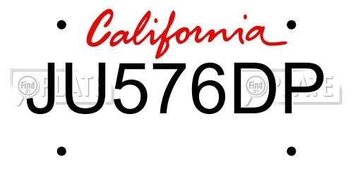 JU576DP California License Plate