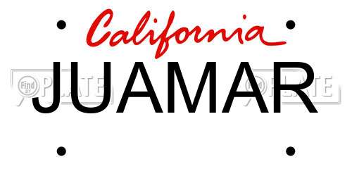JUAMAR California License Plate