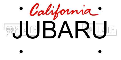 JUBARU California License Plate