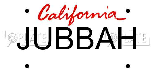 JUBBAH California License Plate