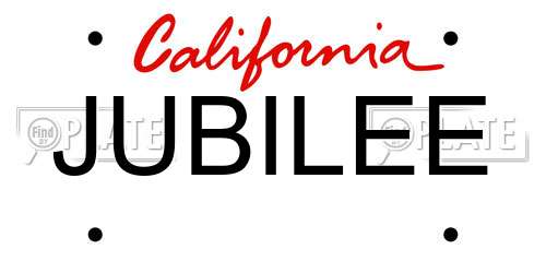 JUBILEE California License Plate