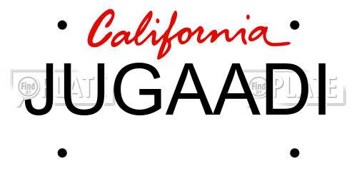 JUGAADI California License Plate