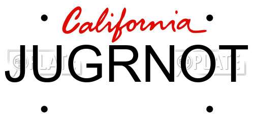 JUGRNOT California License Plate