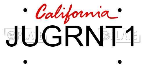 JUGRNT1 California License Plate