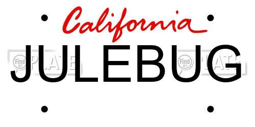 JULEBUG California License Plate