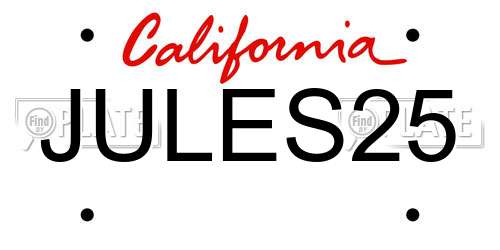 JULES25 California License Plate