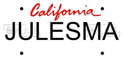 JULESMA California License Plate