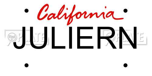 JULIERN California License Plate