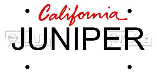 JUNIPER California License Plate