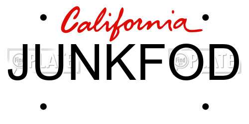 JUNKFOD California License Plate