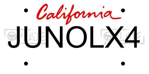 JUNOLX4 California License Plate