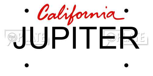 JUPITER California License Plate