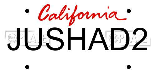 JUSHAD2 California License Plate