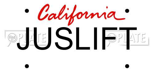 JUSLIFT California License Plate