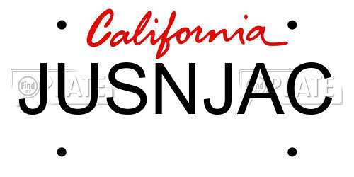 JUSNJAC California License Plate