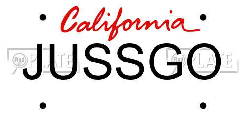 JUSSGO California License Plate