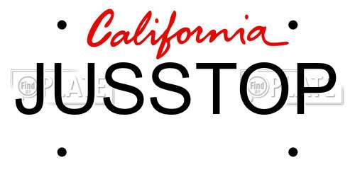 JUSSTOP California License Plate