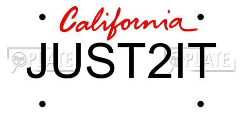 JUST2IT California License Plate