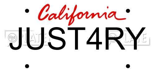 JUST4RY California License Plate