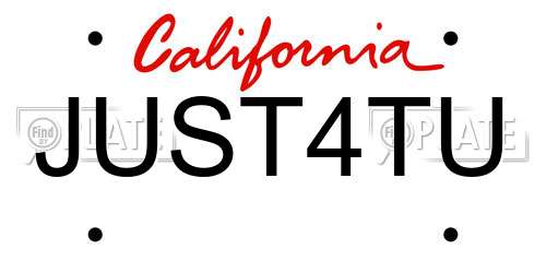 JUST4TU California License Plate