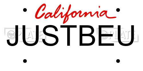 JUSTBEU California License Plate