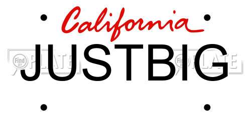 JUSTBIG California License Plate