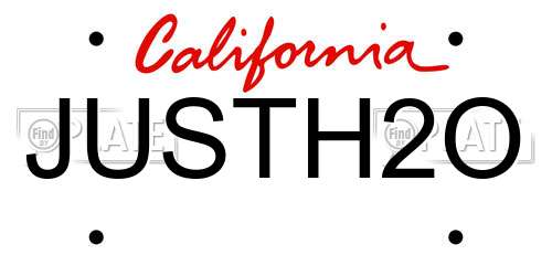 JUSTH2O California License Plate