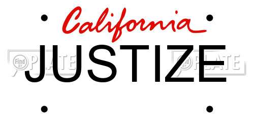 JUSTIZE California License Plate