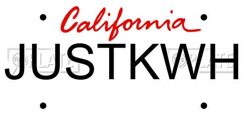 JUSTKWH California License Plate